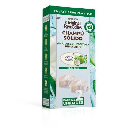 ORIGINAL REMEDIES champú sólido hidratante de coco 2 X 60 gr