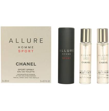 ALLURE HOMME SPORT eau de toilette vaporizador de viaje y 2 recargas 3 x 20 ml